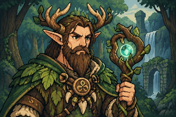 Antlered elven druid