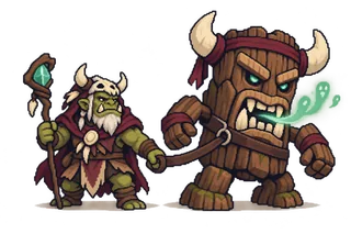 Orc shaman and his living totem